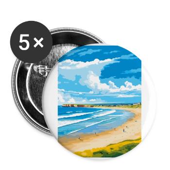 Portstewart Strand Ireland Uk Travel Poster WPA - Buttons large 2.2''/56 mm (5-pack) - white - Front