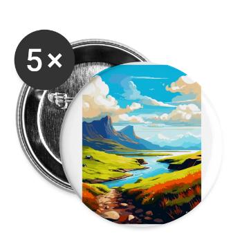 Île de Skye Écosse Royaume-Uni Affiche De Voyage Vintage WPA - Lot de 5 grands badges (56 mm) - blanc - Devant