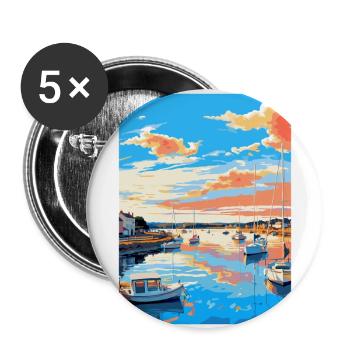 Poole Harbour England Uk Vintage Reiseposter WPA - Buttons groß 56 mm (5er Pack) - Weiß - Vorne