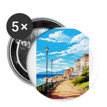 Llandudno Pays de Galles Royaume-Uni Affiche de voyage vintage souvenir - Lot de 5 grands badges (56 mm) - blanc - Devant