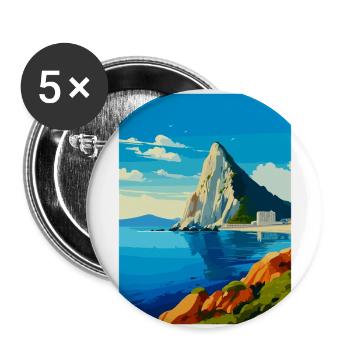 Rock Of Gibraltar Vintage Reiseposter Souvenir - Buttons groß 56 mm (5er Pack) - Weiß - Vorne
