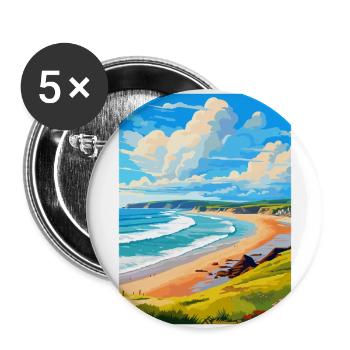 Woolacombe Devon Affiche de voyage vintage souvenir - Lot de 5 grands badges (56 mm) - blanc - Devant