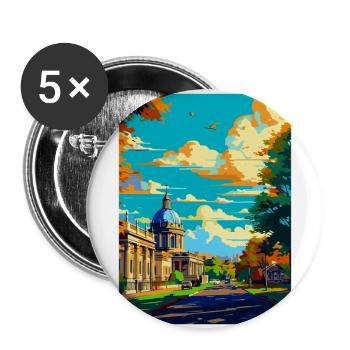 Greenwich Londres Angleterre Royaume-Uni Affiche de voyage vintage - Lot de 5 grands badges (56 mm) - blanc - Devant