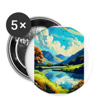 Lake District England Uk Vintage Reiseplakat WPA - Buttons groß 56 mm (5er Pack) - Weiß - Vorne