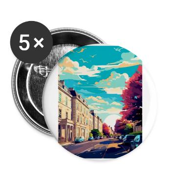 Cheltenham Angleterre Royaume-Uni Affiche de voyage Souvenir WPA - Lot de 5 grands badges (56 mm) - blanc - Devant