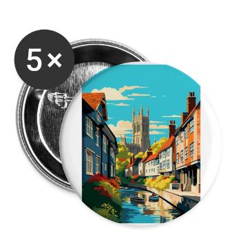 Canterbury England Uk Travel Poster Souvenir WPA - Buttons large 2.2''/56 mm (5-pack) - white - Front