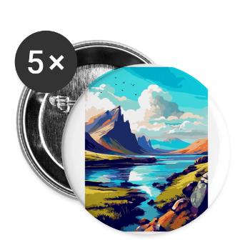 Île de Skye Écosse Royaume-Uni Affiche de voyage souvenir - Lot de 5 grands badges (56 mm) - blanc - Devant