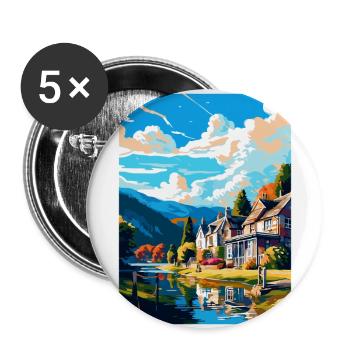 Pitlochry Scotland Uk Travel Poster Souvenir WPA - Buttons large 2.2''/56 mm (5-pack) - white - Front