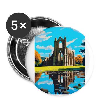 Bolton Abbey England Uk Reise Poster Souvenir WPA - Buttons groß 56 mm (5er Pack) - Weiß - Vorne