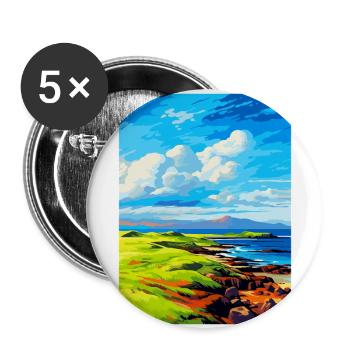 Isle Of Muck Scotland Uk Travel Poster Souvenir - Buttons large 2.2''/56 mm (5-pack) - white - Front