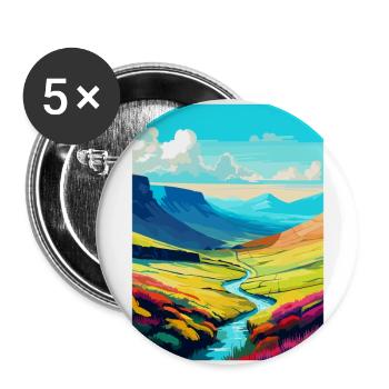Brecon Beacons Wales Uk Reiseposter Souvenir WPA - Buttons groß 56 mm (5er Pack) - Weiß - Vorne