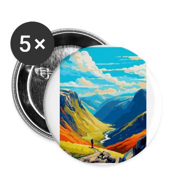Helvellyn Cumbria Vintage Travel Poster Souvenir - Buttons large 2.2''/56 mm (5-pack) - white - Front