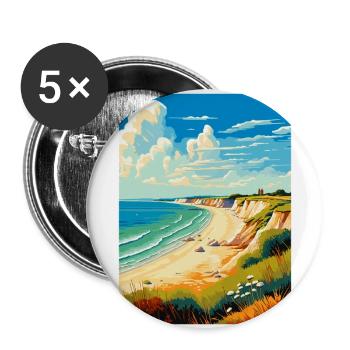 Hengistbury Head England Uk Reise Poster Souvenir - Buttons groß 56 mm (5er Pack) - Weiß - Vorne