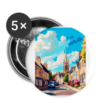 Tetbury England Uk Vintage Reise Poster Souvenir - Buttons groß 56 mm (5er Pack) - Weiß - Vorne
