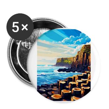 Giant Causeway Irland Uk Reise Poster Souvenir - Buttons groß 56 mm (5er Pack) - Weiß - Vorne