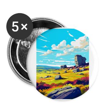 Bodmin Moor Angleterre Royaume-Uni Affiche de voyage Souvenir WPA - Lot de 5 grands badges (56 mm) - blanc - Devant