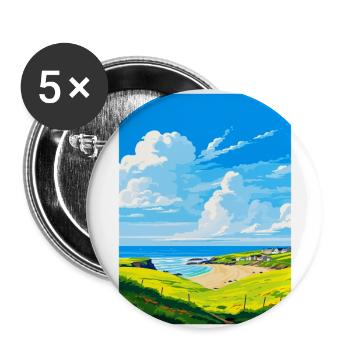 Crantock Cornwall England Uk Travel Poster WPA - Buttons large 2.2''/56 mm (5-pack) - white - Front