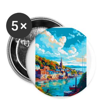 Dartmouth England Uk Travel Poster Souvenir WPA - Buttons large 2.2''/56 mm (5-pack) - white - Front