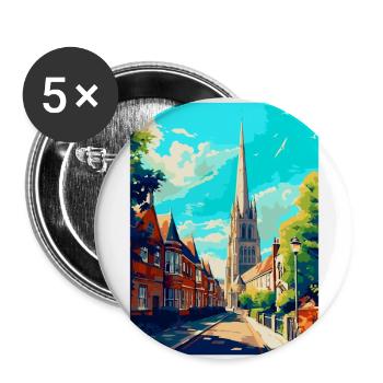 Salisbury England Uk Travel Poster Souvenir WPA - Buttons large 2.2''/56 mm (5-pack) - white - Front