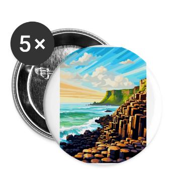 Giant Causeway Irland Uk Reiseposter Souvenir - Buttons groß 56 mm (5er Pack) - Weiß - Vorne