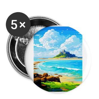 Marazion Cornwall England Uk Travel Poster WPA - Buttons large 2.2''/56 mm (5-pack) - white - Front