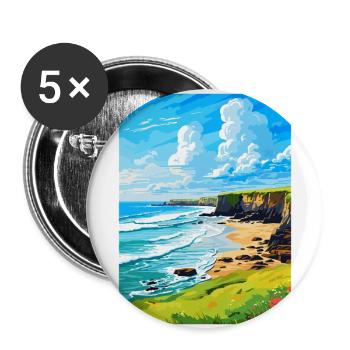 Bude Cornwall England Uk Travel Poster Souvenir - Buttons large 2.2''/56 mm (5-pack) - white - Front
