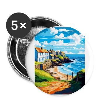 Gorran Haven Angleterre Royaume-Uni Affiche de voyage Souvenir WPA - Lot de 5 grands badges (56 mm) - blanc - Devant