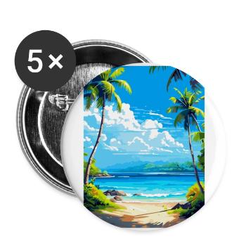 Islands Caribbean Travel Poster Souvenir - Buttons large 2.2''/56 mm (5-pack) - white - Front
