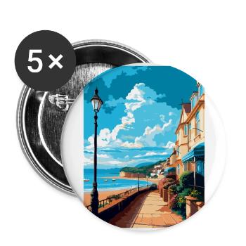 Teignmouth England Uk Travel Poster Souvenir WPA - Buttons large 2.2''/56 mm (5-pack) - white - Front