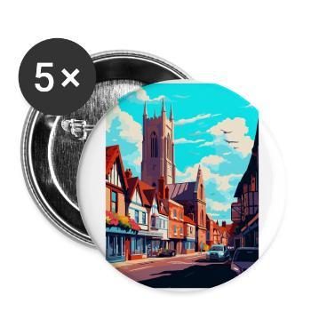Hereford, England, Vereinigtes Königreich, Vintage, Reiseposter, Souvenir - Buttons groß 56 mm (5er Pack) - Weiß - Vorne