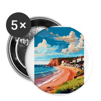 Sidmouth England Uk Vintage Reise Poster Souvenir - Buttons groß 56 mm (5er Pack) - Weiß - Vorne