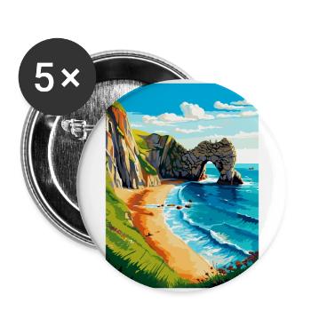 Durdle Door England Uk Reise Poster Souvenir WPA - Buttons groß 56 mm (5er Pack) - Weiß - Vorne
