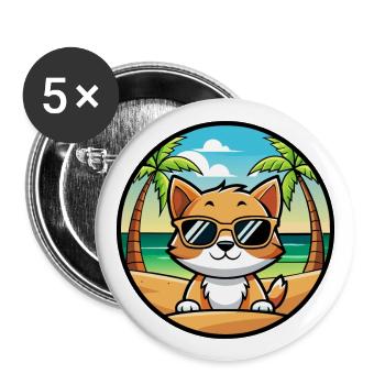 Kitten Funny Cartoon Summer Beach Sunglasses Cool - Buttons large 2.2''/56 mm (5-pack) - white - Front