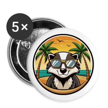 Badger Funny Cartoon Summer Beach Sunglasses Cool - Buttons large 2.2''/56 mm (5-pack) - white - Front