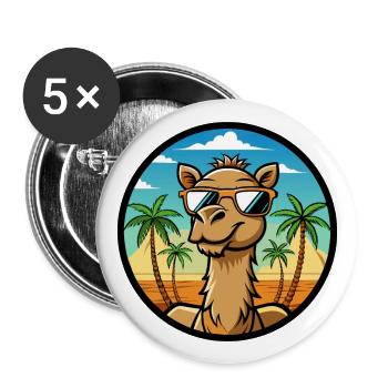 Kamel Lustige Cartoon Sommer Strand Sonnenbrille Cool - Buttons groß 56 mm (5er Pack) - Weiß - Vorne