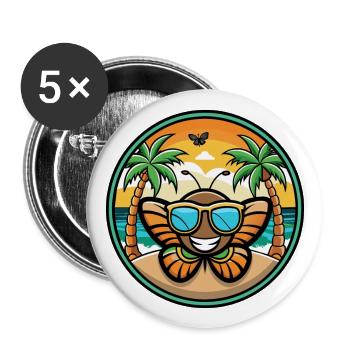 Schmetterling Lustige Cartoon Sommer Strand Sonnenbrille - Buttons groß 56 mm (5er Pack) - Weiß - Vorne