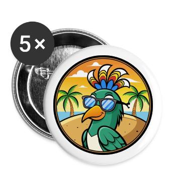 Pfau Lustige Cartoon Sommer Strand Sonnenbrille Cool - Buttons groß 56 mm (5er Pack) - Weiß - Vorne
