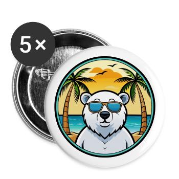 Polar Bear Funny Cartoon Summer Beach Sunglasses - Buttons large 2.2''/56 mm (5-pack) - white - Front