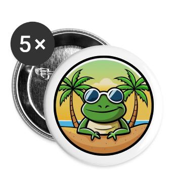 Frog Funny Cartoon Summer Beach Sunglasses Sticker - Buttons large 2.2''/56 mm (5-pack) - white - Front