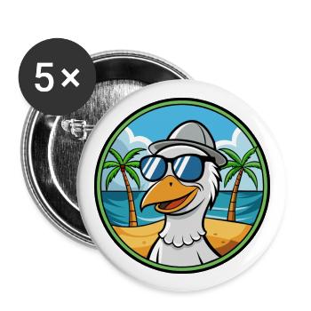 Gans Lustige Cartoon Sommer Strand Sonnenbrille Cool - Buttons groß 56 mm (5er Pack) - Weiß - Vorne