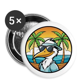 Pelikan Lustige Cartoon Sommer Strand Sonnenbrille Cool - Buttons groß 56 mm (5er Pack) - Weiß - Vorne