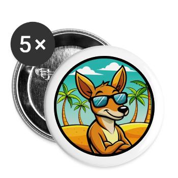 Känguru Lustige Cartoon Sommer Strand Sonnenbrille - Buttons groß 56 mm (5er Pack) - Weiß - Vorne