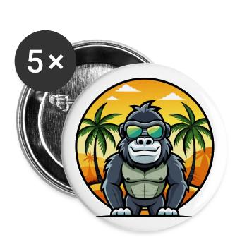 Gorilla Lustige Cartoon Sommer Strand Sonnenbrille Cool - Buttons groß 56 mm (5er Pack) - Weiß - Vorne