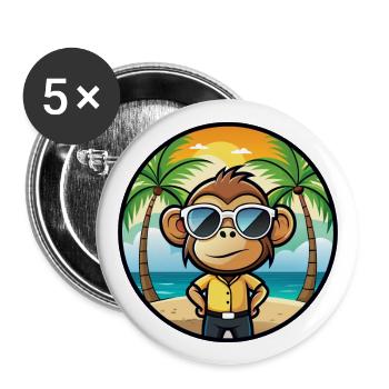 Affe Lustige Cartoon Sommer Strand Sonnenbrille Cool - Buttons groß 56 mm (5er Pack) - Weiß - Vorne
