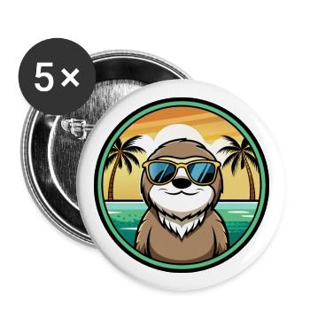Sloth Funny Cartoon Summer Beach Sunglasses Cool - Buttons large 2.2''/56 mm (5-pack) - white - Front