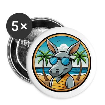 Aardvark Funny Cartoon Lunettes de soleil de plage d’été - Lot de 5 grands badges (56 mm) - blanc - Devant