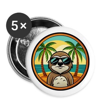 Sloth Funny Cartoon Summer Beach Sunglasses Cool - Buttons large 2.2''/56 mm (5-pack) - white - Front
