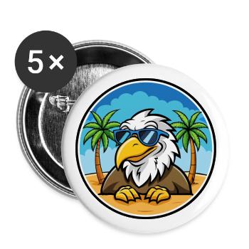 Adler Lustige Cartoon Sommer Strand Sonnenbrille Cool - Buttons groß 56 mm (5er Pack) - Weiß - Vorne