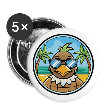 Wachtel Lustige Cartoon Sommer Strand Sonnenbrille Cool - Buttons groß 56 mm (5er Pack) - Weiß - Vorne