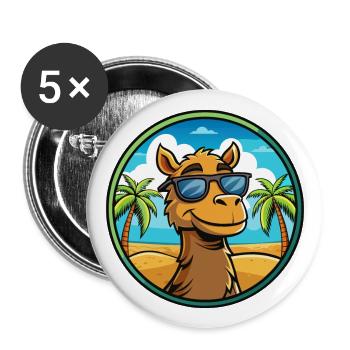 Kamel Lustige Cartoon Sommer Strand Sonnenbrille Cool - Buttons groß 56 mm (5er Pack) - Weiß - Vorne